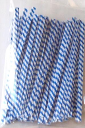 BLUE-WHITE STRIPE 4 Inch Twistie Bag Ties (Qty 100)